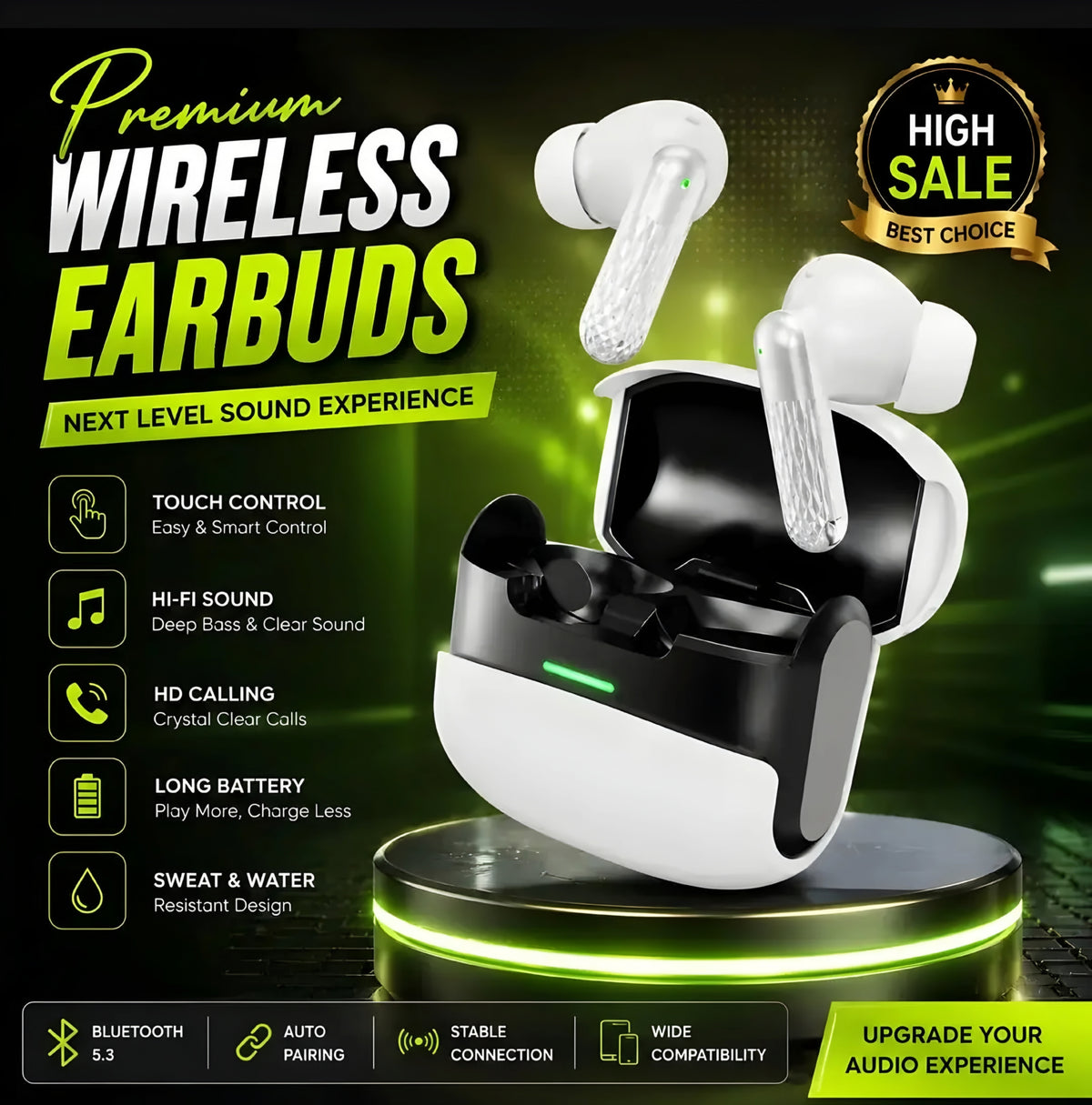 U39 Wireless Earbuds HiFi Stereo Sound with Long Battery