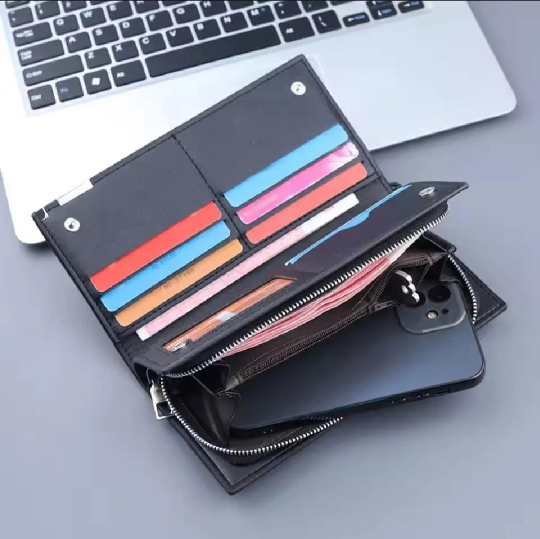 Premium Long Leather Wallet & Clutch for Men/Women