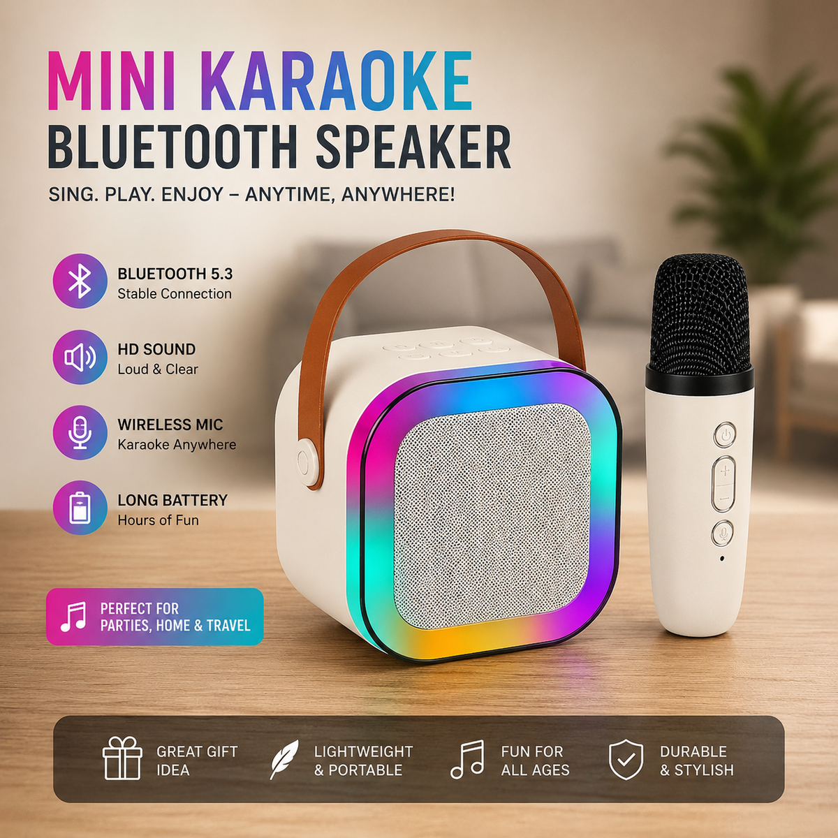 RGB Wireless Speaker with voice changer and Long Battery